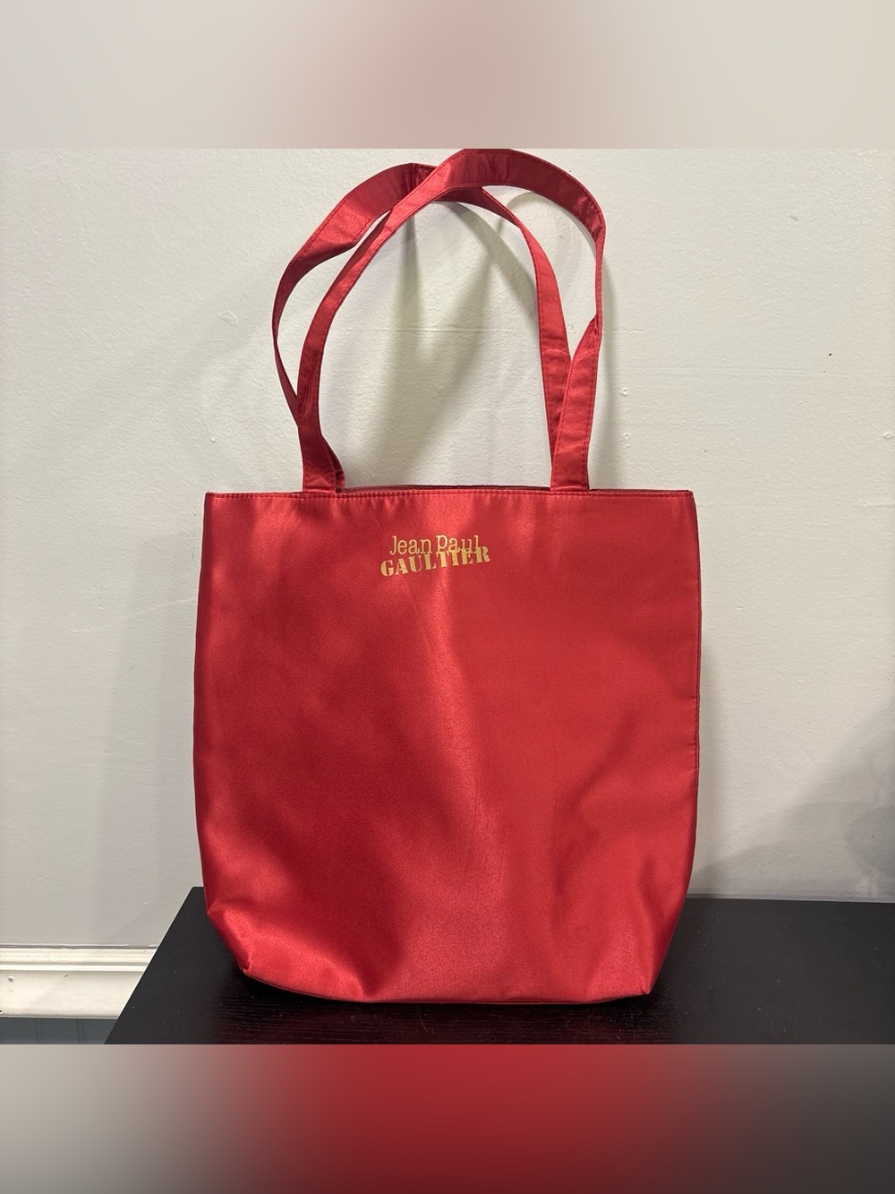 Jean Paul Gaultier x seatrees Red Satin Tote with Gold Logo never used bag